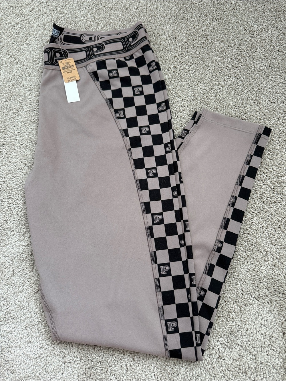 🆕 PINK ACTIVE Logo Waistband Leggings in Taupe & Black